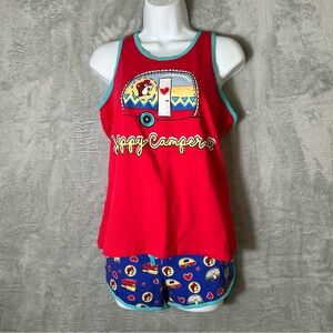 Buc-ee’s Pajama Set Tank Shorts‎ Womens Medium Happy Camping Intimates Texas